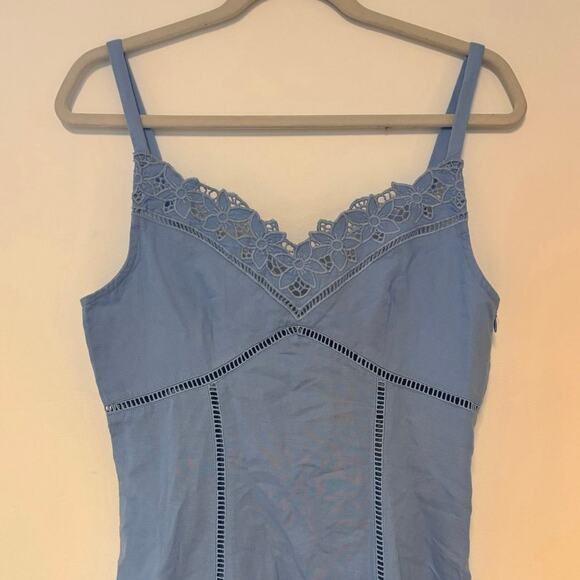 NWT Madewell Sweetheart Midi Dress in Linen-Cotton Blend In Light Blue Size 6 - Picture 5 of 11